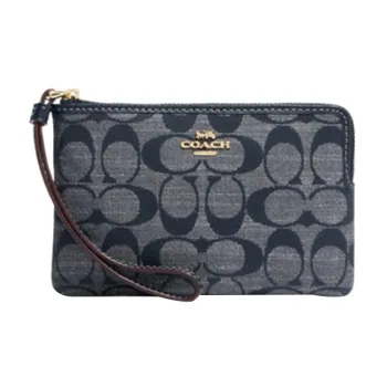 COACH Nolita Fabric Wrist Bags Clutches Small Size Women's Denim Blue
