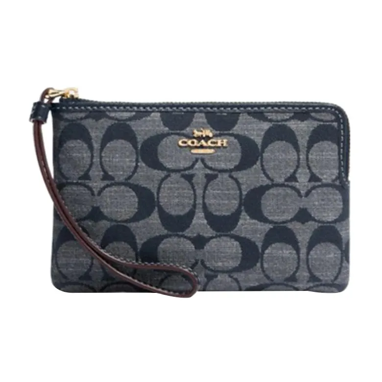 COACH Nolita Fabric Wrist Bags Clutches Small Size Women's Denim Blue-0