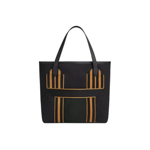 HERMES Pursangle Canvas With Taurillon Clemence Leather Tote Bag Shopping Bag Canvas Bag Handbags Women's Black/Caramel