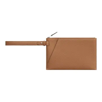 HERMES Togo Calfskin Clutch Men's 21 Naturel Sable Light Tea Brown