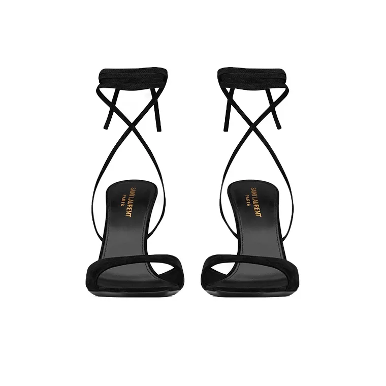 SAINT LAURENT Paz One-Strap Sandals 10.5cm Women's Black-5