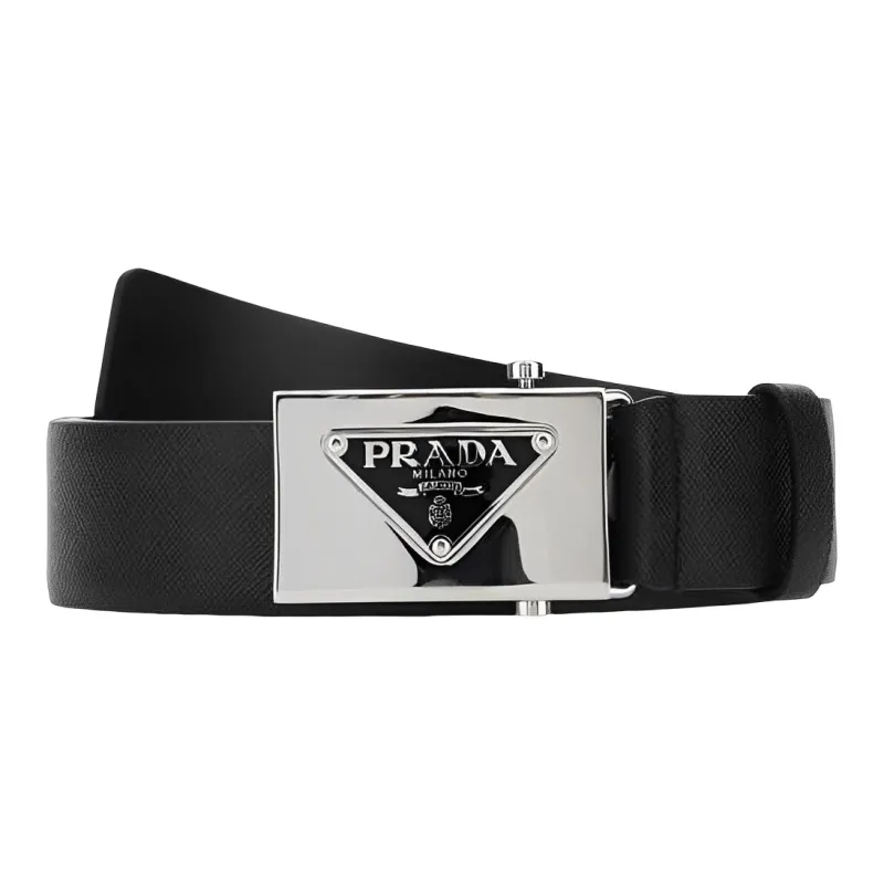 PRADA Triangle logo Saffiano Belt-0