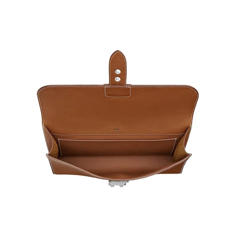 HERMES Sac A Depeches Barenia Calfskin Courier Bag Shoulder Bag Crossbody Bag Men's 34 Fauve Light Tawny-3