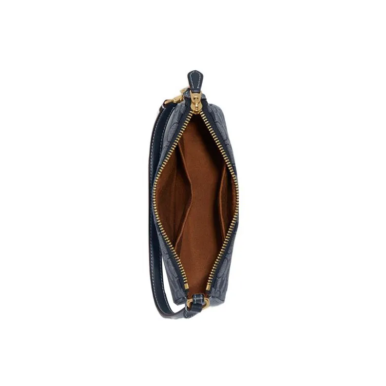 COACH Nolita Jacquard Fabric Bonded Cow Split Leather Handbag Shoulder Bag Women's Denim Blue-2