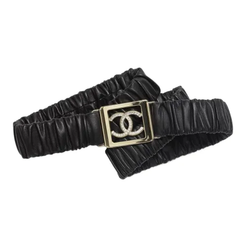 CHANEL Leather Belts Women's Black