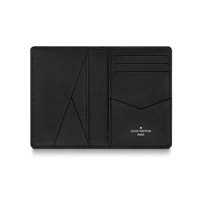 LOUIS VUITTON Leather Card Holder Men's Faded Blue-3