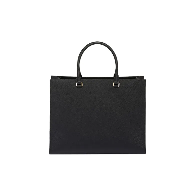 PRADA Saffiano Leather Shoulder Bag Crossbody Bag Handbag Large Size Women's Black-1