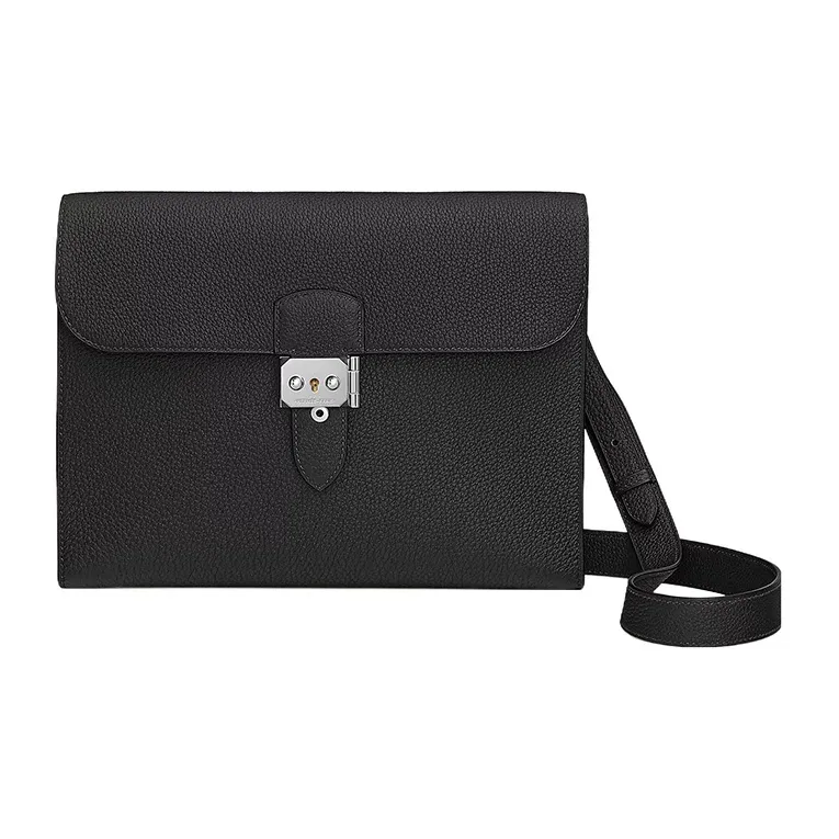 HERMES Sac A Depeches Togo Calfskin Messenger Bag Shoulder Bag Crossbody Bag Men's Noir Black-0