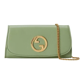 GUCCI Blondie Leather Shoulder Bag Crossbody Bag Wallets Women's Green