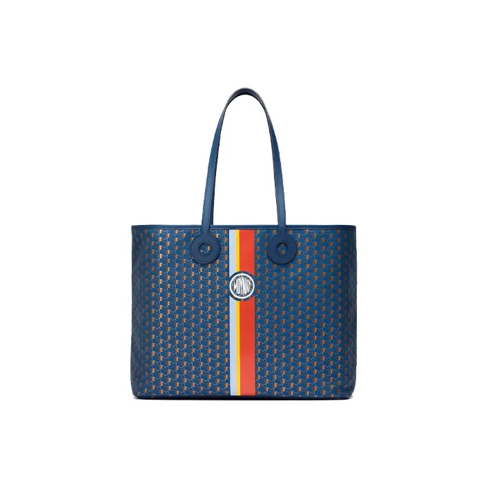Moynat Canvas With Cow Leather Trim Tote Bag, Shopping Bag, Handbag, Shoulder Bag Men's Blue/Red/White-0