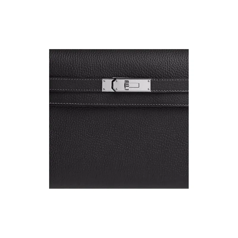 HERMES Kelly Depeches Galop D Cow Leather Clutch Men's Noir Black-3