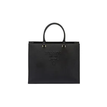 PRADA Saffiano Leather Shoulder Bag Crossbody Bag Handbag Large Size Women's Black