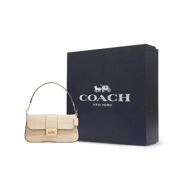 COACH Grace Crocodile Embossed Leather Handbag Shoulder Bag Crossbody Bag Mini Women's Ivory White-6