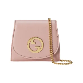 GUCCI Blondie Leather Shoulder Bag Crossbody Bag Wallet Medium Size Women's Light Pink