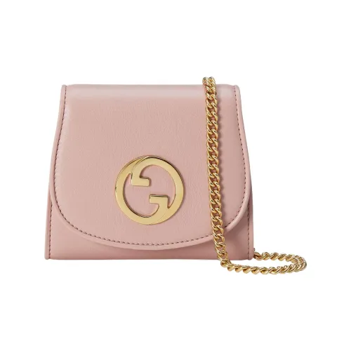 GUCCI Blondie Leather Shoulder Bag Crossbody Bag Wallet Medium Size Women's Light Pink