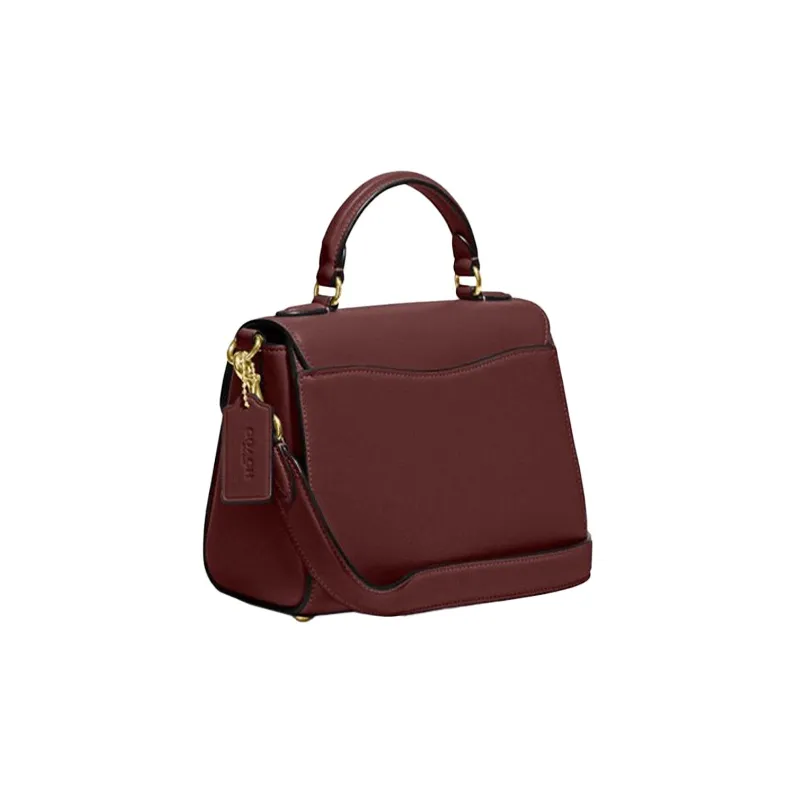 COACH Morgan Fabric Cow Leather Patchwork Handbags Shoulder Bag Crossbody Bag Small Size Women's Burgundy-1