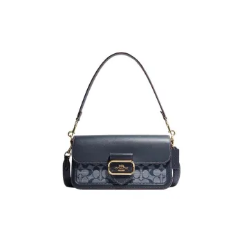 COACH Morgan Cow Leather With Textile Shoulder Bag Handbag Shoulder Bag Women's Denim Blue