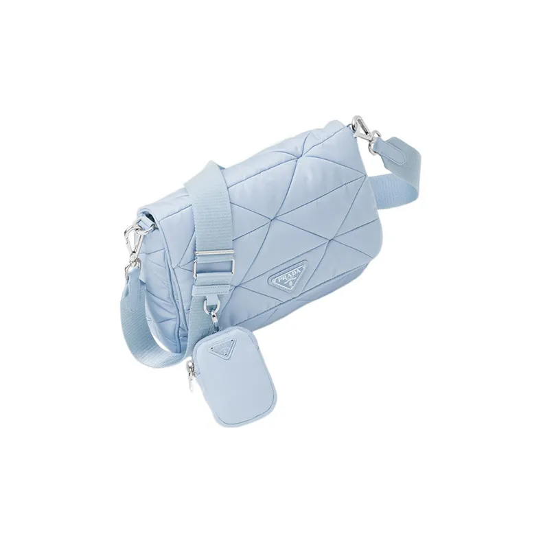 PRADA Fabric Crossbody Bag Shoulder Bag Women's Light Blue-1