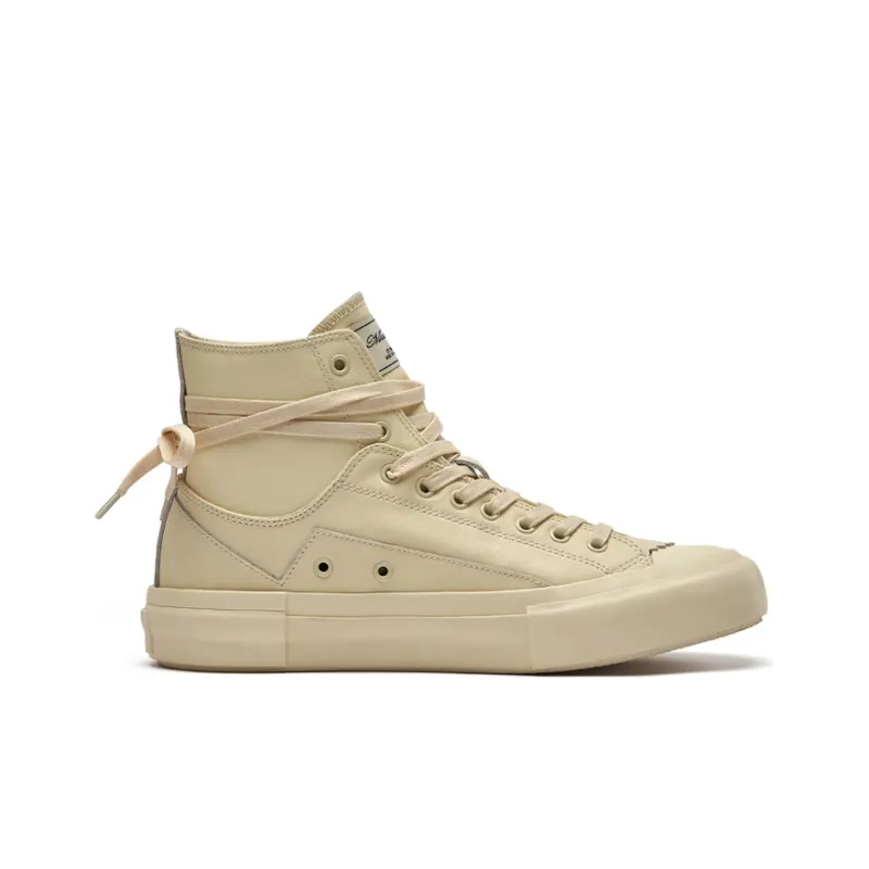 MATNUT FUSION Ecru Top Grain Cow Leather, Height Increasing, Vintage, Platform, Versatile, High Top Shoes-1