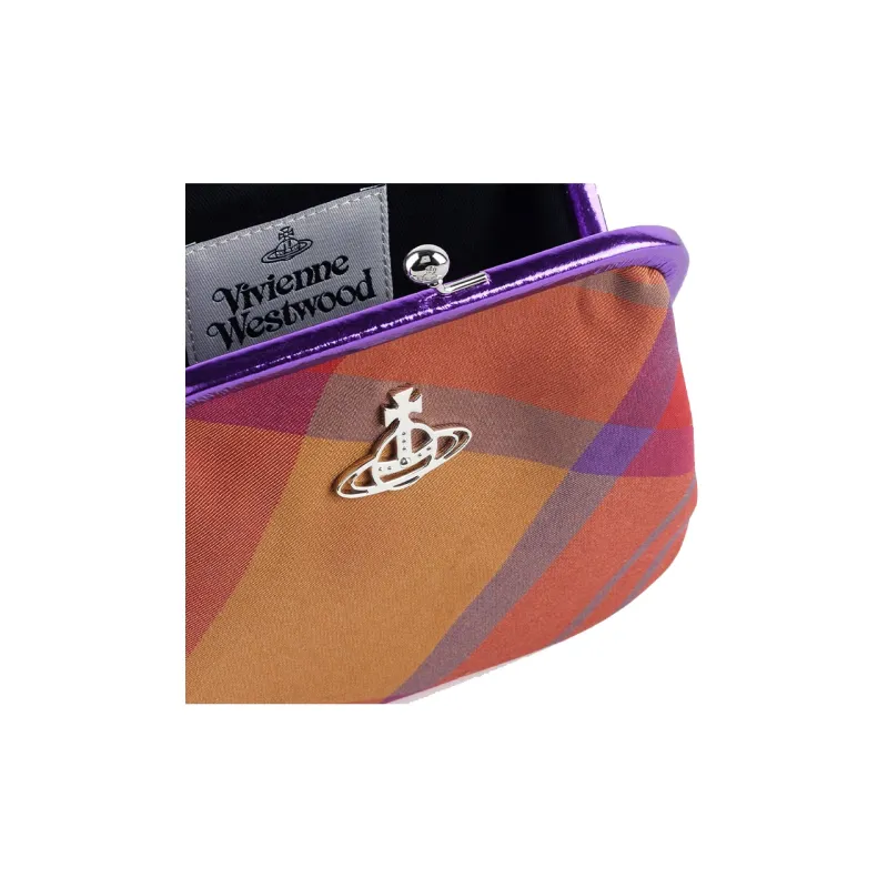 Vivienne Westwood Cotton Shoulder Bag Crossbody Bag Clutches Women's Orange/Purple-2