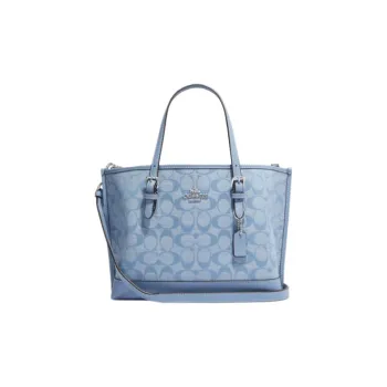 COACH Mollie Fabric With Cow Leather Handbag, Shoulder Bag, Crossbody Bag Medium Size Women's Light Blue
