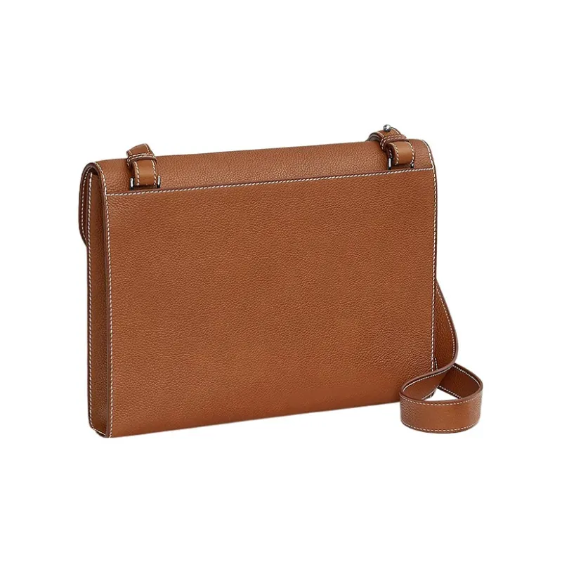 HERMES Sac A Depeches Barenia Calfskin Courier Bag Shoulder Bag Crossbody Bag Men's 34 Fauve Light Tawny-2