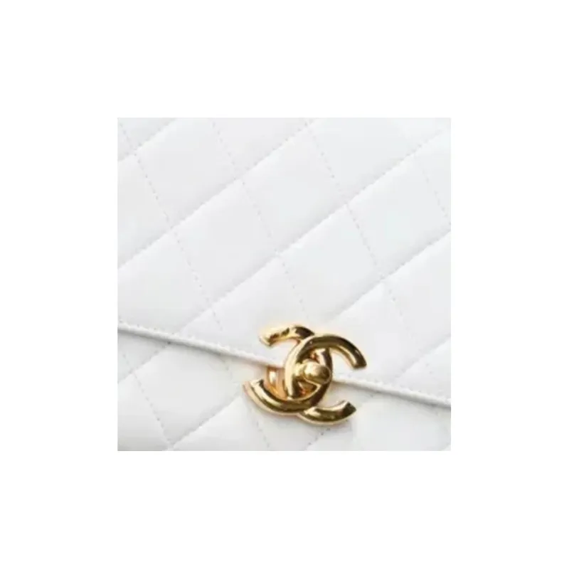 CHANEL 21K Winter Sheepskin Messenger Bag, Handbag, Shoulder Bag, Crossbody Bag Mini Women's White-3