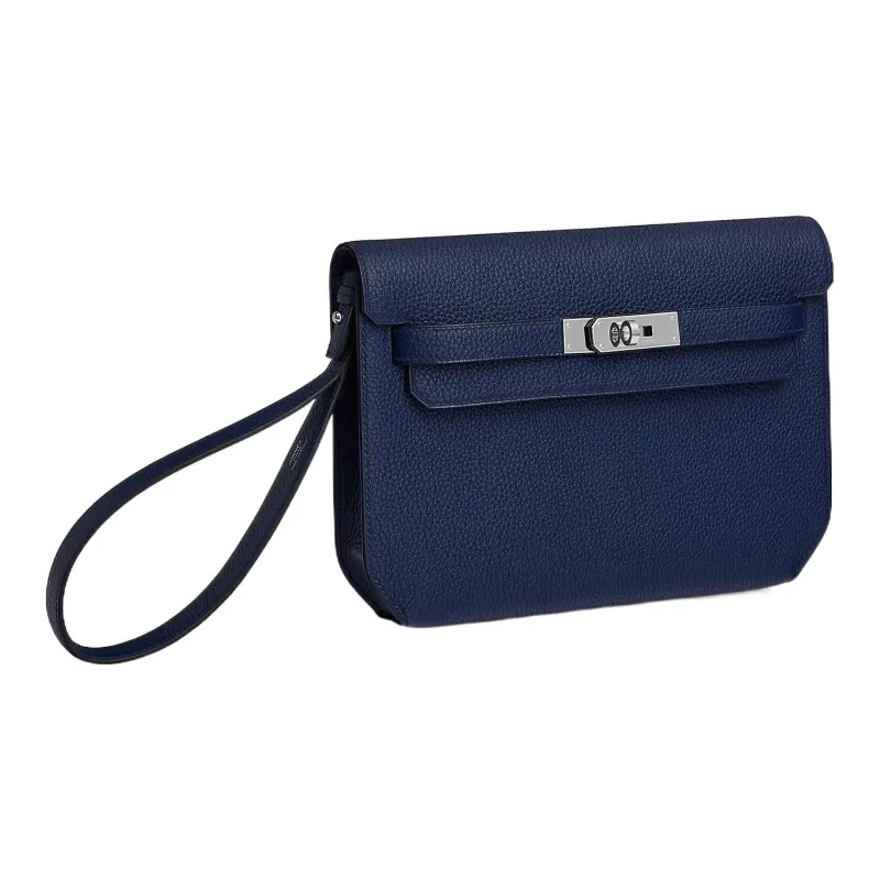 HERMES Kelly Depeches Togo Calfskin Clutch Men's 73 Bleu Saphir Sapphire Blue-1
