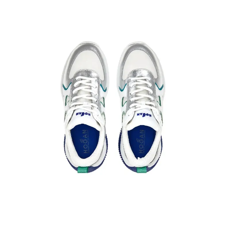HOGAN H597 Low-Top Sports Casual Shoes Women's White Silver Blue-4