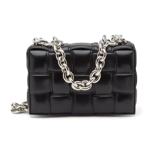 Bottega Veneta Chain Cassette Silver-tone Crossbody Bag Black