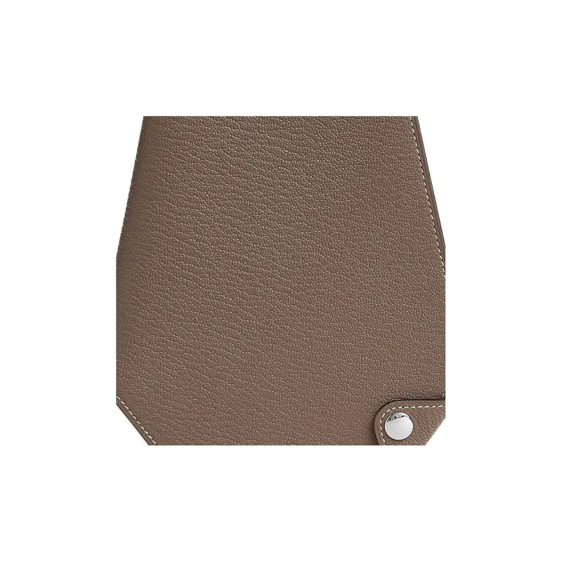 HERMES Clochette Mysore Goat Skin Card Holder, Wallet Men's 18Etoupe Elephant Gray-2