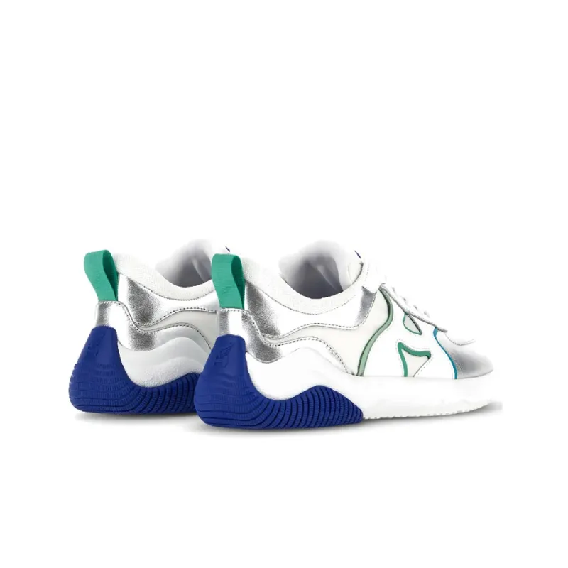 HOGAN H597 Low-Top Sports Casual Shoes Women's White Silver Blue-3
