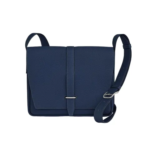 HERMES Steve Light Junior Togo Calfskin Messenger Bag Shoulder Bag Crossbody Bag Men's 73 Bleu Saphir Sapphire Blue
