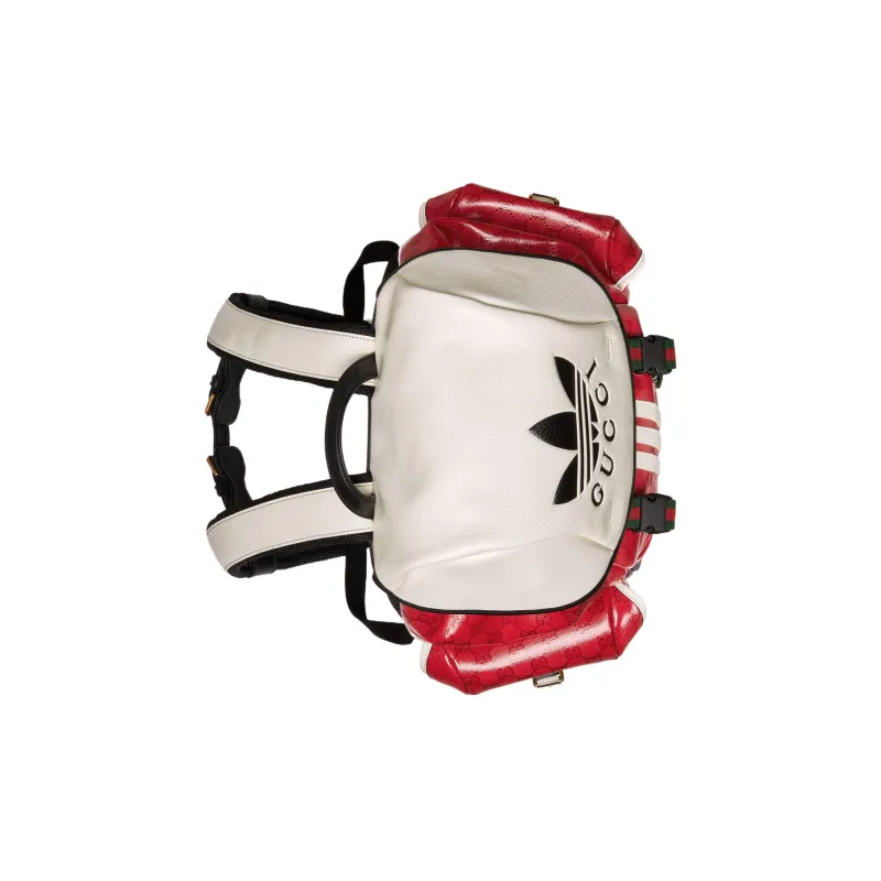 GUCCI Adidas Collaboration Canvas With Leather Backpack Men's Red/White-5