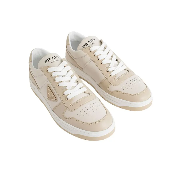 PRADA Downtown Leather Sneakers 'Beige' Women's-3