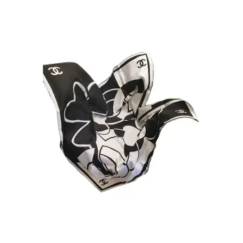 CHANEL Silk Scarf Women's Black