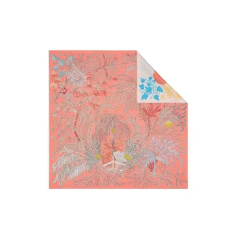 HERMES Silk Scarves Women's Salmon Pink/Blue Gray/Gray Green