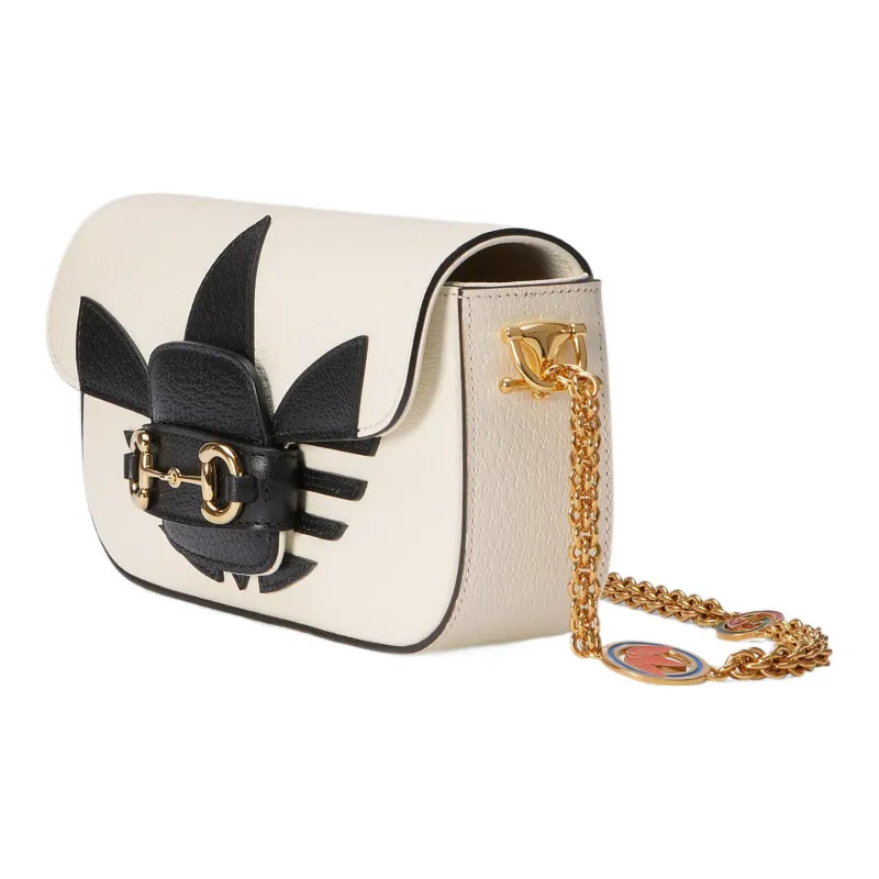 GUCCI Adidas Collaboration Leather Crossbody Bag, Shoulder Bag Women's White-1