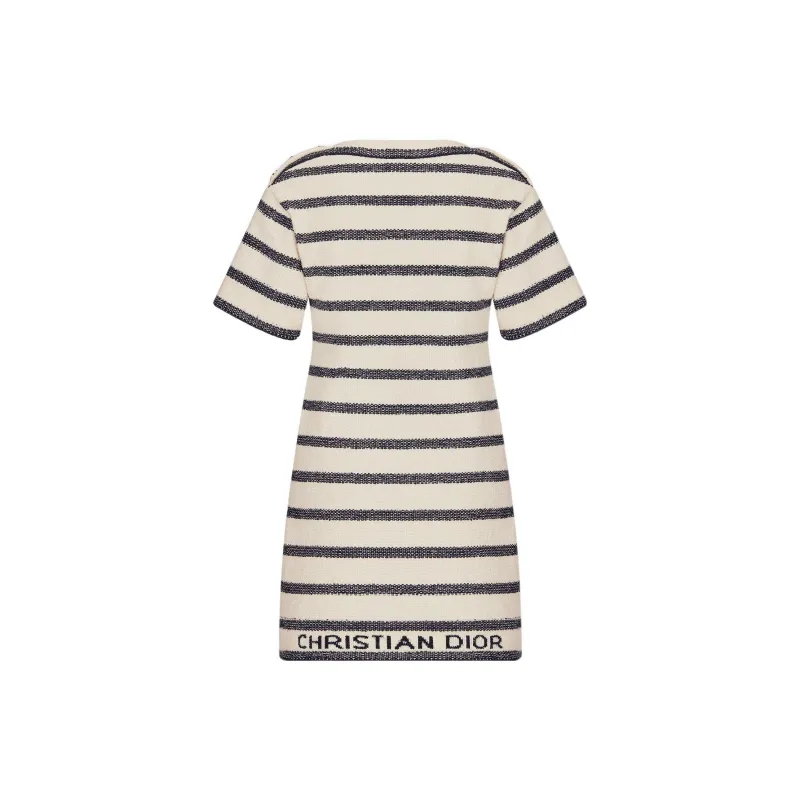 DIOR Short Sleeved Dresses Women's Beige-1