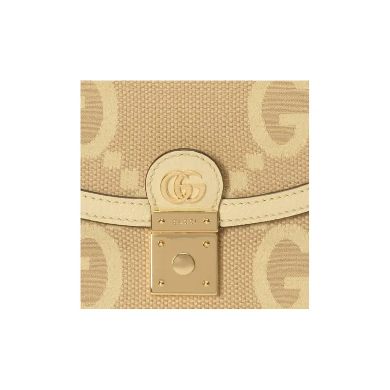GUCCI Ophidia Canvas With Leather One Shoulder Crossbody Canvas Bag Handbag Women's Beige/Yellow-7