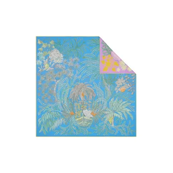 HERMES Silk Scarves Women's Navy Blue/Green/Yellow