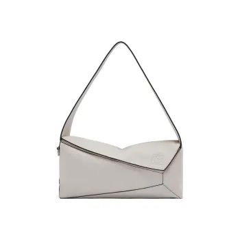 LOEWE Puzzle Hobo Napa Calf Leather Handbag Shoulder Bag Women's Gray