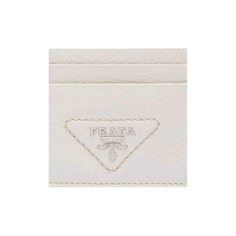 PRADA Leather Card Holder Men's White-3