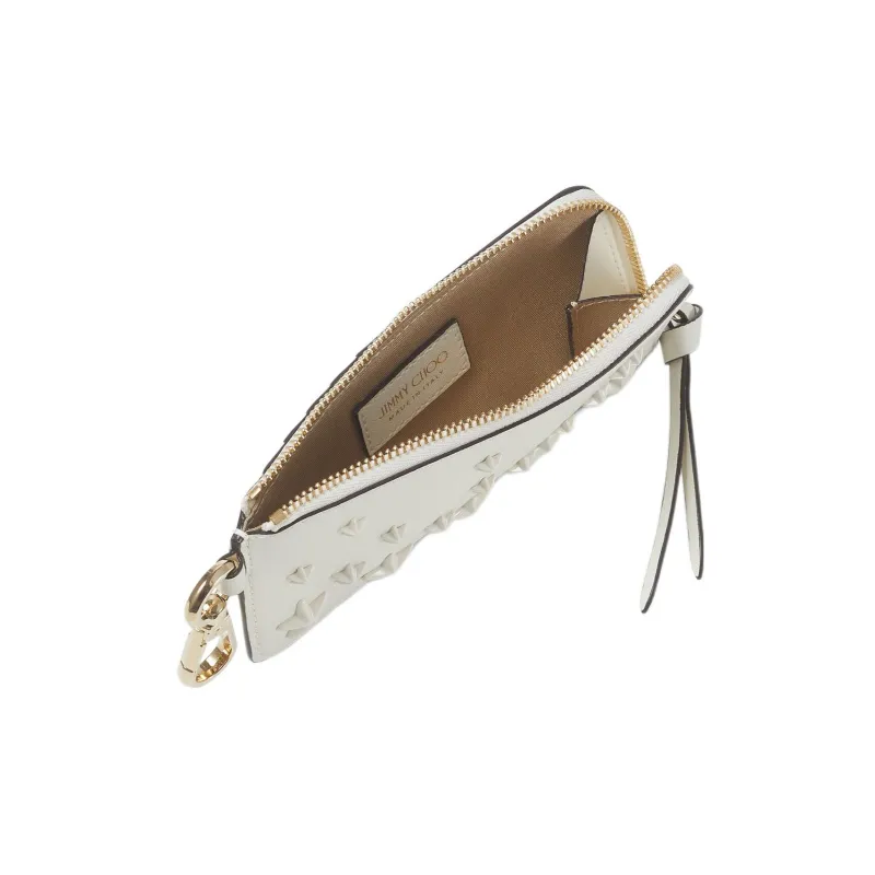 Jimmy Choo Smooth Calf Leather Business Card Holder Card Case Women's White-3