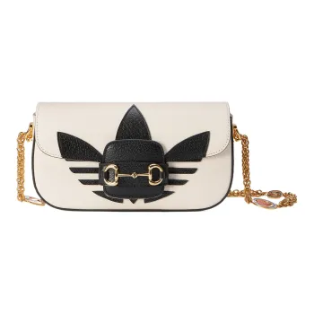 GUCCI Adidas Collaboration Leather Crossbody Bag, Shoulder Bag Women's White