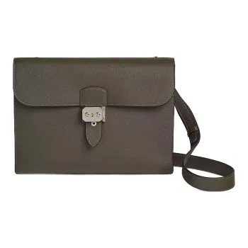 HERMES Sac A Depeches Evercolor Calfskin Courier Bag Shoulder Bag Crossbody Bag Men's G8 Vert Maquis Forest Green