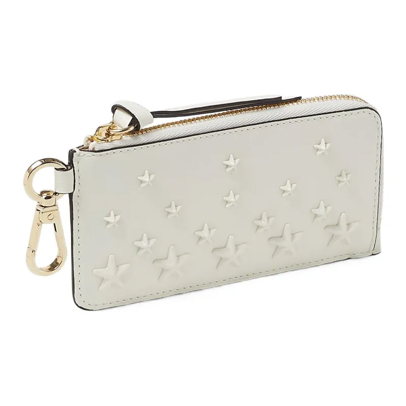 Jimmy Choo Smooth Calf Leather Business Card Holder Card Case Women's White-1