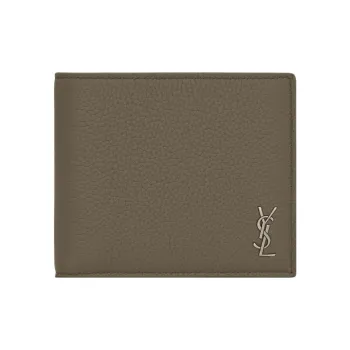 SAINT LAURENT CASSANDRE Grained Calfskin Wallet Men's Dark Khaki