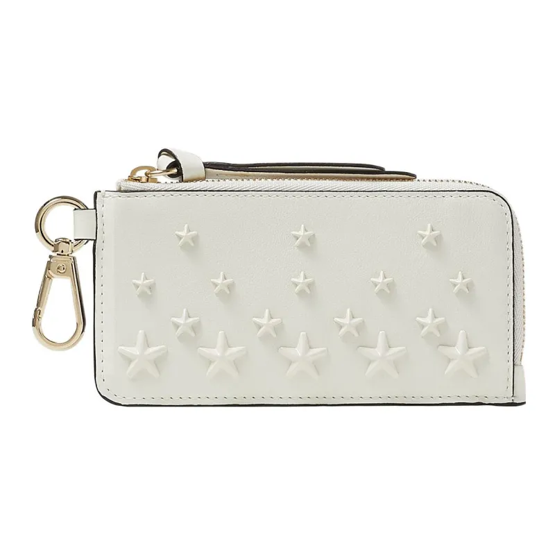 Jimmy Choo Smooth Calf Leather Business Card Holder Card Case Women's White-0