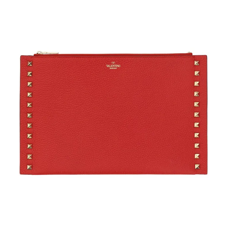 Valentino GARAVANI Calfskin Wallet Clutch Regular Women's Red-0